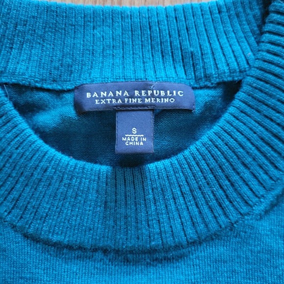 Banana Republic Sweater Top Shirt Womens Small Green Merino Wool Basic Holiday - Picture 4 of 10
